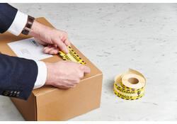 Waarschuwingsetiket Rillprint fragile 46x125mm geel