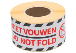 Waarschuwingsetiket Rillprint do not fold 46x125mm wit