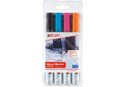 Viltstift edding 95 glasbord rond 1.5-3mm inclusief zwart assorti set à 4 stuks