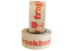 Waarschuwingstape IEZZY 50mmx50m 80p gerecycled papier bruin/rood