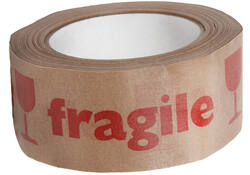 Waarschuwingstape IEZZY 50mmx50m 80p gerecycled papier bruin/rood