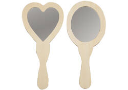 Handspiegel Creativ Company hart en ovaal 23-24cm hout