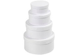 Doos Creativ Company rond 4 stuks Ø 8, 10, 12, 14cm, hoogte 4, 5, 6, 7cm wit