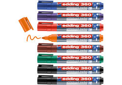Viltstift edding 361 whiteboard rond 1mm assorti set à 8 stuks