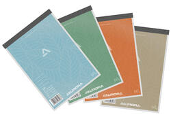 Schrijfblok Aurora A5 lijn 100 vel 60gr assorti