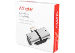 Adapter Lightning naar 2 x Lightning grijs
