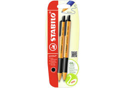 Balpen STABILO pointball 6030/46 medium zwart blister à 2 stuks