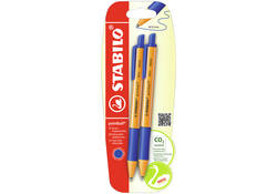 Balpen STABILO pointball 6030/41 medium blauw blister à 2 stuks