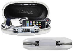 Draagbare kluis MasterLock Safe space met combinatieslot en kabel wit
