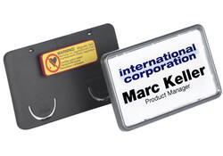 Badge Durable clip card met magneet 40x75mm zwart