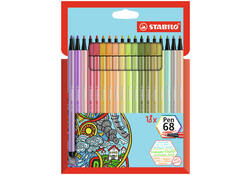 Viltstift STABILO Pen 68 8 medium soft assorti etui à 18 stuks
