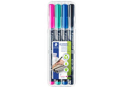Viltstift Staedtler Lumocolor 318 permanent F set à 4 kleuren