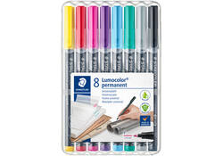 Viltstift Staedtler Lumocolor 318 permanent F set à 8 kleuren