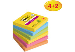 Memoblok Post-it 654 Super Sticky 76x76mm 4+2 gratis Carnival