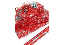 Inpakpapier Kerst metallic 150x70cm assorti