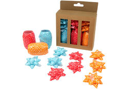 Krullint en strik rood/oranje/blauw