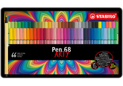 Viltstift STABILO Pen 68 Arty medium assorti blik à 66 stuks