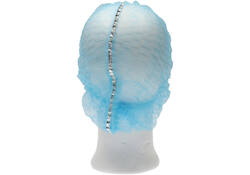 Haarnet CMT clip non-woven L 53cm met detectie strip PP blauw