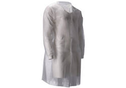 Bezoekersjas CMT M non-woven drukknopen 104cm lang PP wit