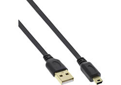 Kabel InlLne USB-A mini-B 2.0 platte kabel 2 meter zwart