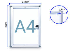 Binnenvitrine wand MAULextraslim whiteboard 1xA4 met slot