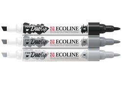 Duotip Talens Ecoline set à 3 stuks zwart en grijs