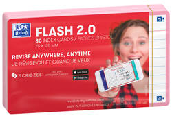 Flashcard Oxford 2.0 75x125mm 80vel 250gr lijn roze