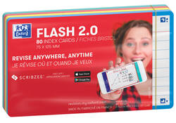 Flashcard Oxford 2.0 75x125mm 80vel 250gr lijn assorti