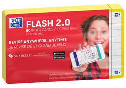 Flashcard Oxford 2.0 75x125mm 80vel 250gr lijn geel