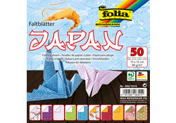 Vouwblaadjes Folia 80gr 15x15cm 50 vel 2-zijdig Japan 10 designs assorti kleuren