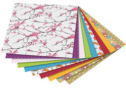 Vouwblaadjes Folia 80gr 15x15cm 50 vel 2-zijdig Japan 10 designs assorti kleuren