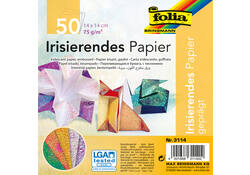 Vouwblaadjes Folia 75gr 14x14cm 50 vel 2-zijdig iriserend embossing assorti kleuren