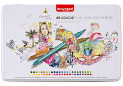 Fineliner en brushpen Bruynzeel etui 48 kleuren