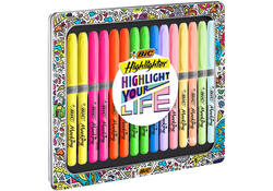 Markeerstift Bic grip Highlight your life assorti blik à 15 stuks