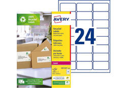 Etiket Avery LR7159-100 33.9x63.5mm recycled wit 2400stuks