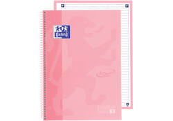 Notitieboek Oxford Touch Europeanbook A4+ 4-gaats lijn 80vel pastel roze