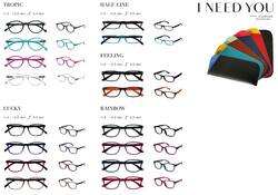 Leesbril I Need You Tropic/Lucky/Half-line/Feeling/Rainbow assorti doos à 80 brillen en hoesjes