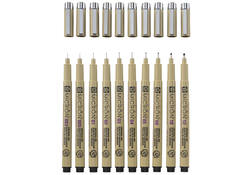 Fineliner Sakura Pigma Micron set à 10 schrijfbreedtes zwart