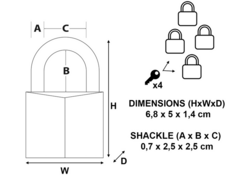 Hangslot MasterLock 4 gelijksluitend messing 50mm