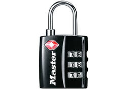 Hangslot Masterlock 3-cijfer combinatie TSA zwart 30mm