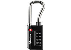 Hangslot Masterlock 4-cijfer combinatie TSA lange beugel zwart 35mm