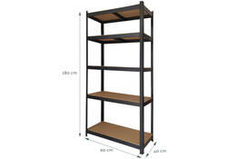 Stellingkast BRASQ 5 borden 90x40x180cm SU175 max 875 KG zwart