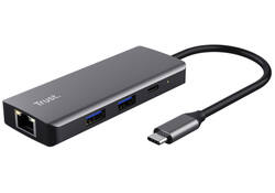 Adapter Trust DALYX 6-in-1 USB-C multipoort grijs