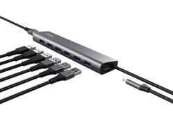 Hub Trust HALYX 7-port USB-A 3.2 zilver