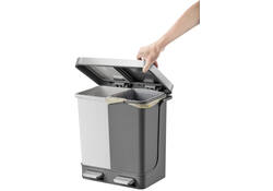 Afvalbak EKO Hana Duo Recycling pedaalemmer 2x10liter grijs wit