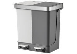Afvalbak EKO Hana Duo Recycling pedaalemmer 2x10liter grijs wit