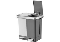 Afvalbak EKO Hana Duo Recycling pedaalemmer 2x10liter grijs wit