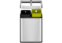 Afvalbak EKO Laguna Slim met inwerpopening 2x10liter RVS