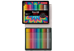 Viltstift STABILO Pen 68/20 Arty medium assorti blik à 20 stuks