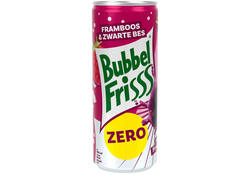 Fruitdrank DubbelFrisss framboos zwarte bes zero blik 250ml